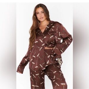 Show Me Your Mumu- Classic PJ Set Espresso Martini Silky M